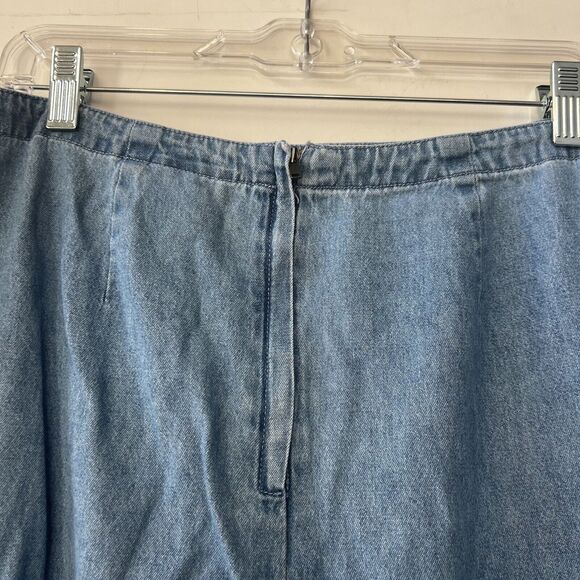 Vintage Denim Broomstick Skirt Large Tiered Midi Prairie Cottage Western Size 12 - Picture 8 of 9